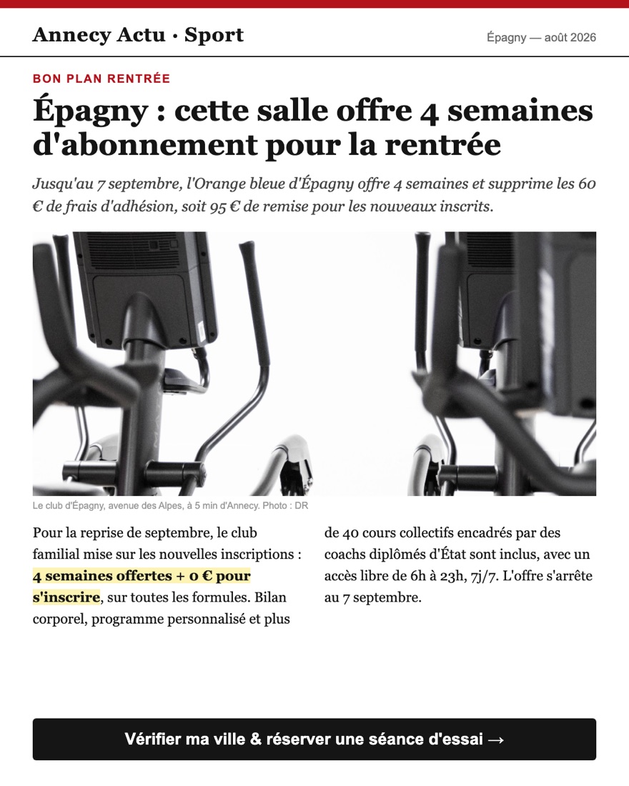 Mise en page façon article de presse locale