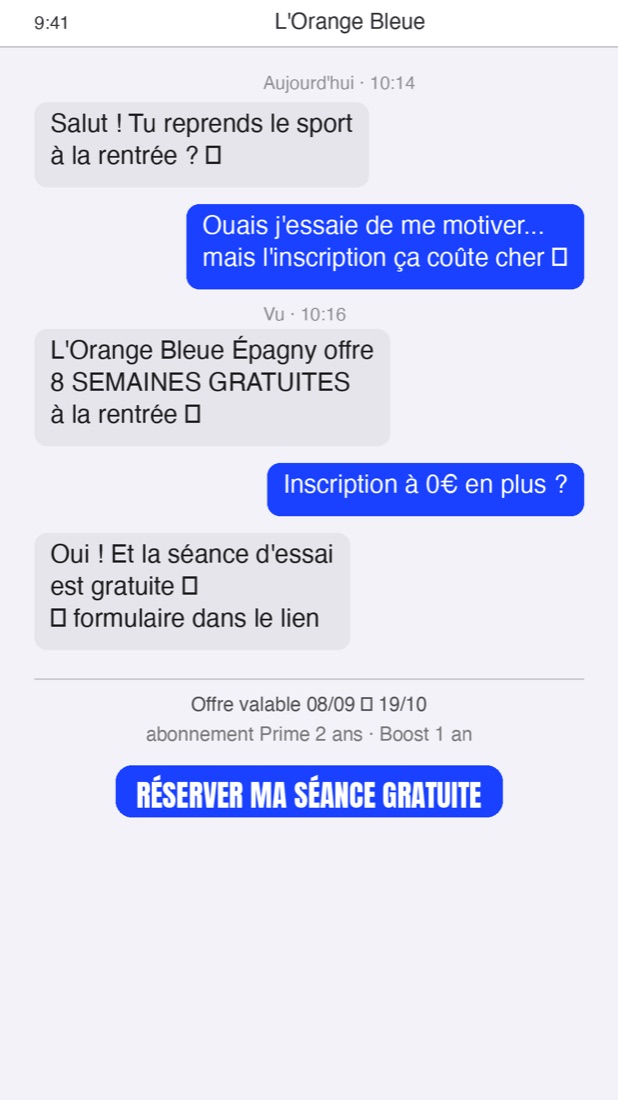 Fausse conversation SMS entre deux amis