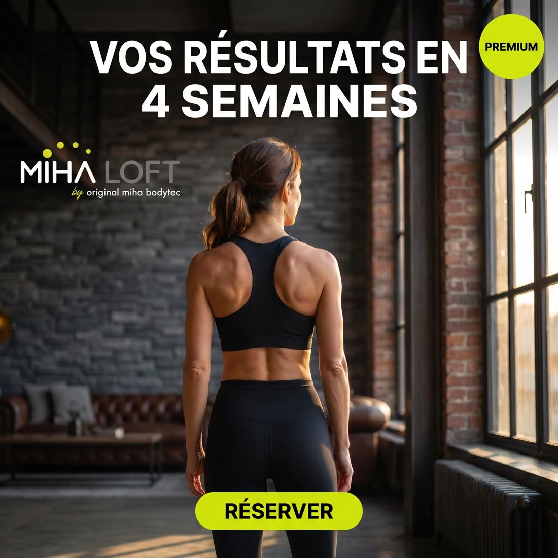 Portrait résultats en 4 semaines, badge premium